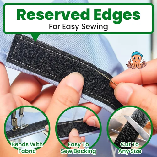 Miniatura 4 de ECOHomes Cinta de gancho y bucle para coser de 3/4 pulgadas de ancho x 33 pies para rollo de tela, tiras cosibles para coser para ropa, ropa, tela
