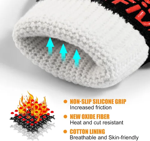 Miniatura 5 de Guantes para barbacoa, guantes para horno, 1472°F resistentes al calor, guantes de silicona antideslizantes para horno, cocina para cocinar, asar a