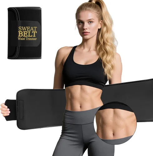 kissleaf Entrenador de cintura de sudor para mujeres y hombres, cómodo cinturón de sudor para aumentar la sudoración, soporte para el estómago