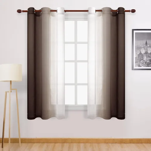Miniatura 52 de DWCN Cortinas Transparentes de Lino Sintético Negro Degradado Ombré - Cortinas Semi Transparentes de Gasa con Ojales en la Parte Superior
