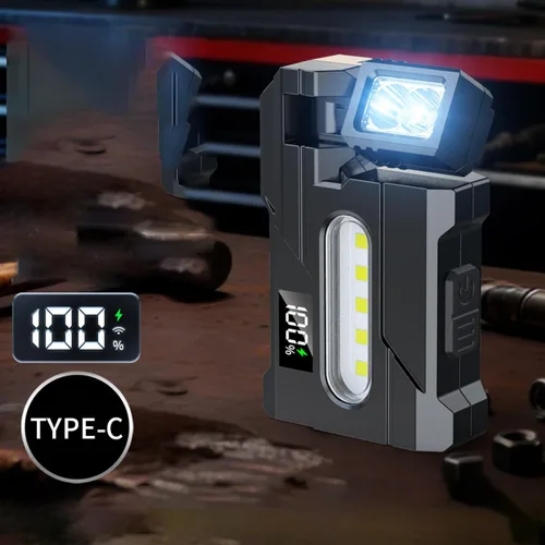 Miniatura 2 de Linterna magnética brillante recargable USB tipo C de alto lúmenes con clip, luz de bolsillo para camping, hogar, senderismo, emergencia.