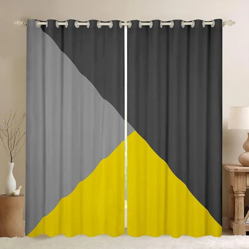 Miniatura 36 de Cortinas opacas de 38 pulgadas de ancho x 45 pulgadas de largo, cortinas opacas de triángulo geométrico naranja, negro, gris claro, cortinas