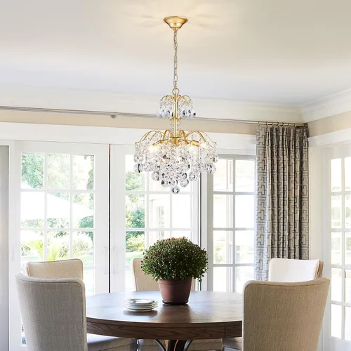Miniatura 6 de WUZUPS Candelabro colgante de cristal con 5 luces, lámpara de techo moderna para dormitorio, pasillo, bar, cocina, baño, 20.3 pulgadas de alto