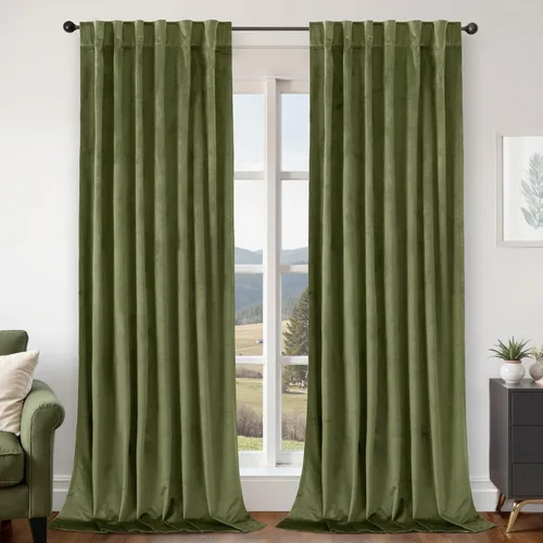 Miniatura 15 de BGment Cortinas de terciopelo rosa polvoriento, 2 paneles de 84 pulgadas, 2 paneles para sala de estar, aislamiento térmico de lujo, reducen