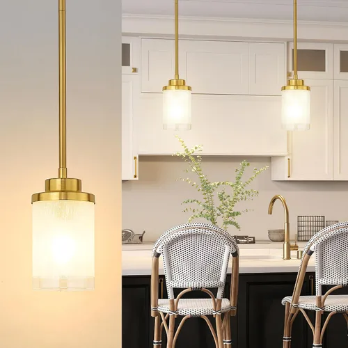 Miniatura 7 de TENGXIN Lámpara Colgante Moderna para Isla de Cocina, Accesorio de Lámpara de Techo Colgante de Oro Cepillado, Iluminación Colgante de Estilo Granja