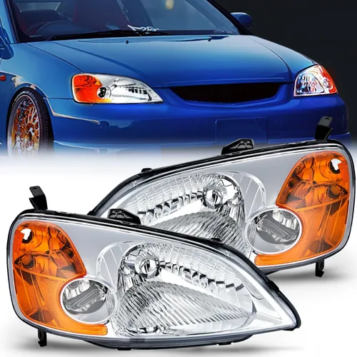 Miniatura 18 de Nilight - Conjunto de faros delanteros compatibles con Honda Civic 1996 1997 1998, reemplazo de faros delanteros, carcasa cromada, reflector ámbar