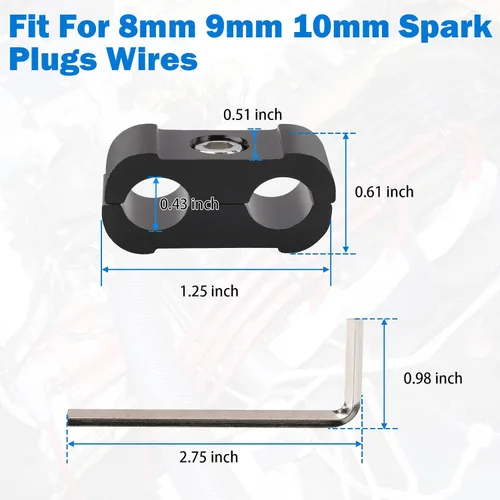 Miniatura 7 de 12 piezas de separador divisor de cable de bujía de motor de automóvil para cables de bujía de 8 mm, 9 mm, 10 mm Sujetadores de cable de encendido