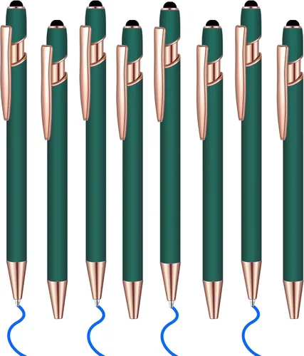 Miniatura 14 de 8 piezas de bolígrafo de tinta azul con punta de lápiz capacitivo 2 en 1 bolígrafo de metal con lápiz capacitivo para pantallas táctiles