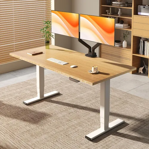 Miniatura 20 de FLEXISPOT E6 MAX - Escritorio de pie de 3 etapas de madera maciza con doble motor de 48 x 24 pulgadas, capacidad de peso de 330 libras, escritorio