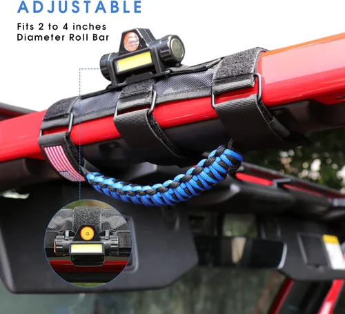 Miniatura 2 de sukemichi Asas de Agarre para Barra Enrollable con Luz para Accesorios de Jeep Wrangler TJ JK JL YJ Unlimited Rubicon Sahara 2 Puertas 4 Puertas