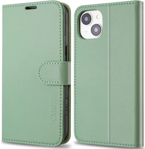 Miniatura 10 de Funda tipo cartera para iPhone 13/iPhone 14 con tarjetero [funda de cuero de alta calidad] [bloqueo RFID]