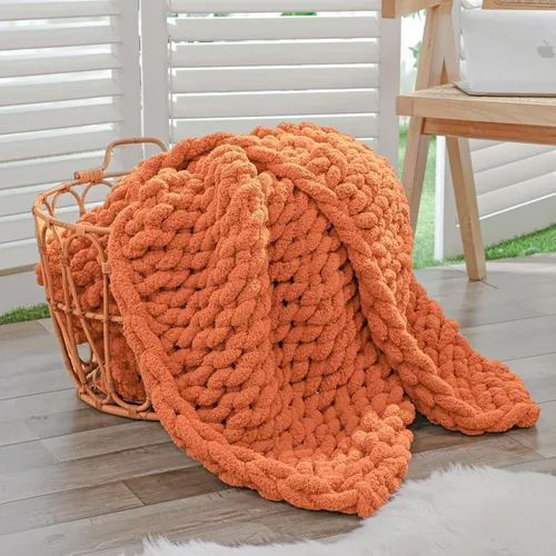 Miniatura 50 de Bigacogo Manta de punto grueso para sofá, 51 x 63 pulgadas, 100% tejida a mano con hilo de felpilla grueso jumbo, acogedoras y suaves mantas grandes