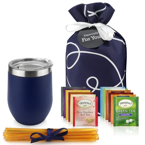 Miniatura 7 de Cesta de regalos para amantes del té - Set de regalo incluye velas, taza de retención de temperatura, 12 bolsitas de té de mezcla especial