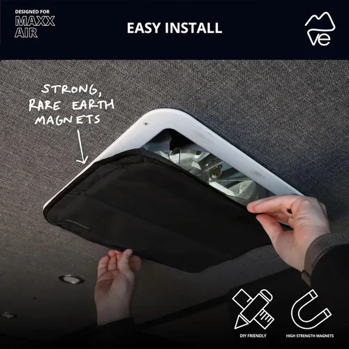 Miniatura 5 de VanEssential Cubierta de ventilación de techo opaca con aislamiento magnético diseñada para (MaxxAir/Fantastic Fan) 16.5 "x 16.5" - Negro