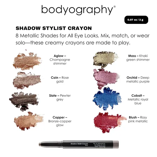 Miniatura 3 de Bodyography Shadow Stylist - Sombra de ojos crema de larga duración y barra iluminadora de ojos con tonos mate y brillantes, suave, mezclable