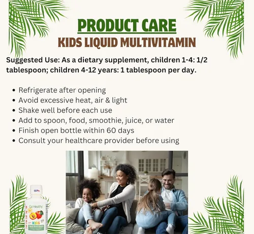 Miniatura 9 de Multivitamínico Go Healthy para niños: alimento integral vegetariano a base de plantas líquido 32 porciones