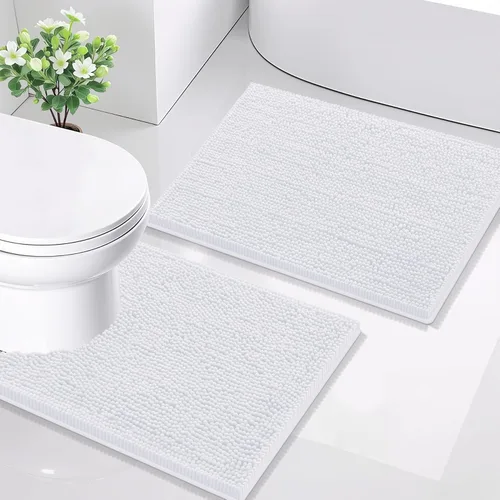 Miniatura 107 de Smiry Juego de 2 alfombras de baño, felpilla suave y absorbente, lavable a máquina, antideslizantes, para bañera, ducha y suelo