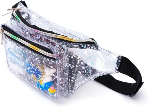 Miniatura 8 de Cangurera holográfica con diseño de cielo estrellado y lunares morados para mujer, ideal para juegos, conciertos, rave, festivales, viajes, Dreamy
