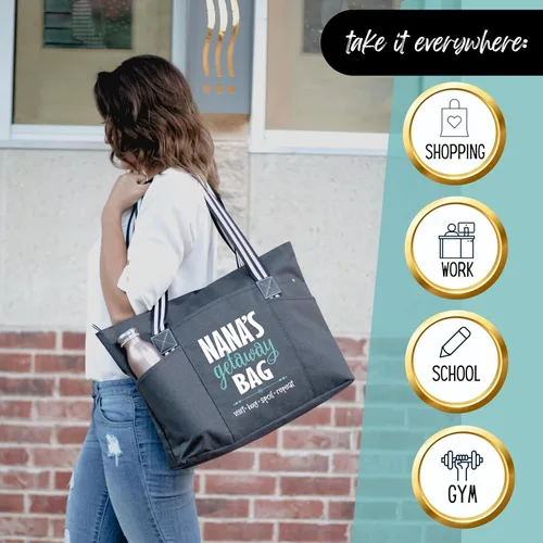 Miniatura 92 de Brooke & Jess Designs Bolso de mano para la abuela – Bolso de lona resistente con cremallera y bolsillo interior para la abuela para uso diario