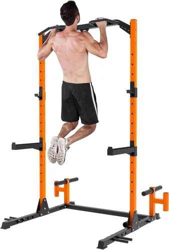 leikefitness Equipo de ejercicio multifunción de torre de energía, estación de inmersión para dominadas, altura ajustable para gimnasio en casa,