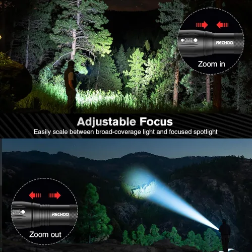 Miniatura 2 de RECHOO Paquete de 4 linternas LED, linternas pequeñas brillantes de alto lúmenes con 3 modos, mini linterna de bolsillo alimentada por batería, foco