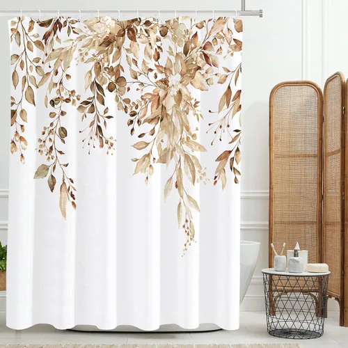 Miniatura 86 de Tititex Spun Sugar - Juego de cortinas de ducha de eucalipto azul claro, hojas de acuarela brillantes en la parte superior, decoración floral