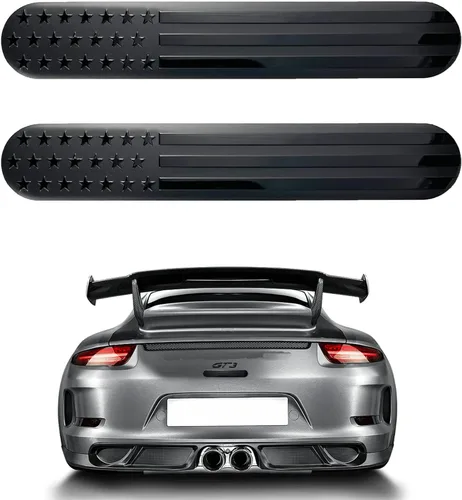 2 calcomanías de metal con bandera de Estados Unidos para automóvil, adhesivo de metal 3D, para parachoques de auto, SUV, camión, motocicleta (negro)