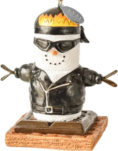 Lindo adorno de motociclista Smores – Adorno de Navidad para motocicleta, caja de regalo incluida