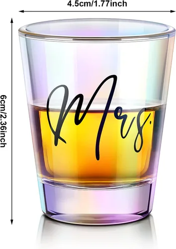 Miniatura 2 de Sumind 2 vasos de chupito de boda para novia y novio, vaso de chupito de 2 onzas, divertidos regalos de novia para parejas, recién casados