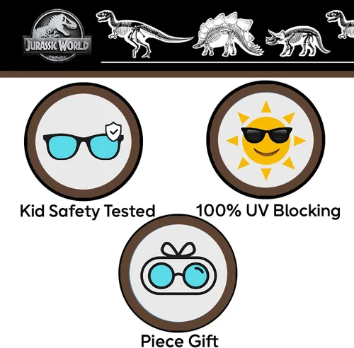 Miniatura 7 de Universal Studios Jurassic World - Gafas de sol para niños, elegantes, cómodas y duraderas, con protección UV, con funda de transporte suave