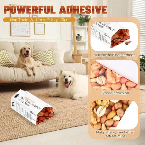 Miniatura 3 de Qualirey Paquete de 30 trampas adhesivas para ratones, ratones e insectos, peso de hasta 10.58 onzas, almohadillas para interiores y exteriores