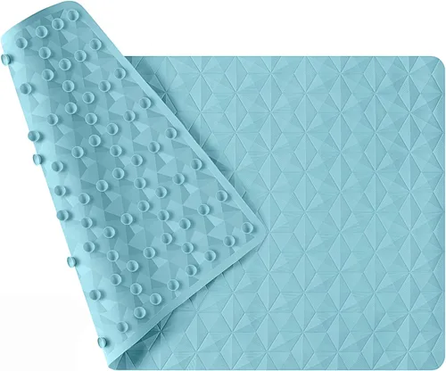 Miniatura 8 de Tapete antideslizante de goma natural para bañera y ducha, tapete de seguridad de 16 x 28 pulgadas con ventosas, delicado patrón de diamante, más