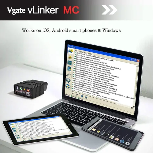 Miniatura 4 de Vgate vLinker MC Bluetooth 3.0 OBD2 lector de código (Android, Windows) y divisor OBD2 de 16 pines de 12 pulgadas