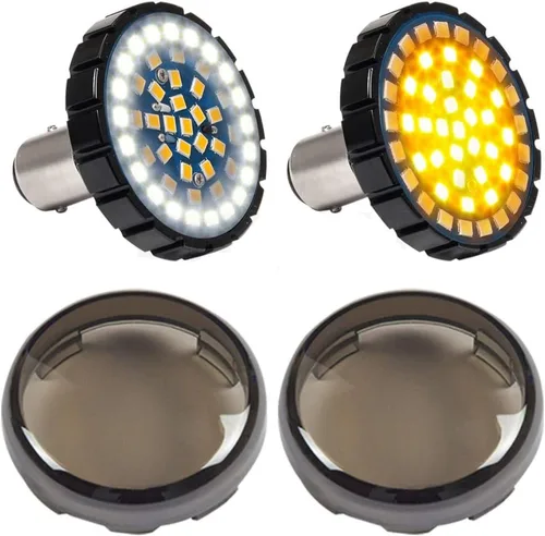 Luces LED direccionales delanteras 1157, luz de corriente tipo bala de 2 pulgadas con cubierta de lente ahumada para Harley Sporster 1200, Dyna,