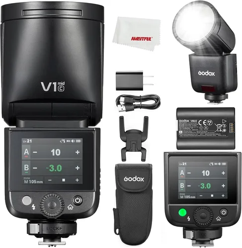 Godox V1 mid C V1midC Godox Flash para Canon Flash, 55Ws TTL cabeza redonda cámara flash, tiempo de reciclaje de 1.7s, 2.4G X inalámbrico HSS