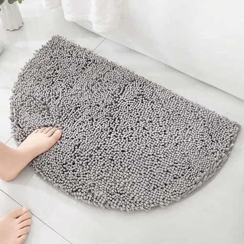 Miniatura 6 de HYFAN Alfombra de baño de felpilla de microfibra semicircular antideslizante, súper absorbente, de secado rápido, alfombra de ducha suave y lanuda