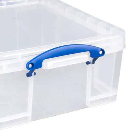Miniatura 9 de Really Useful Box - 10 unidades de contenedores de plástico para almacenamiento de 17 L, con tapas de cierre rápido y candado de clip, transparentes