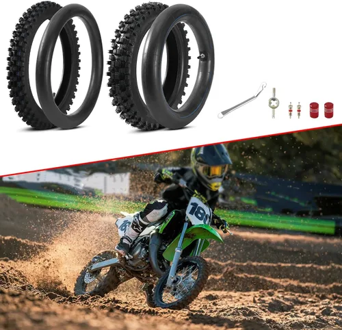 Miniatura 3 de KAMIER 80/100-12 3.00-12 Neumático Trasero 60/100-14 2.50-14 Neumático Delantero y Cámara de Aire para KLX110 KX60 KX65 PW80 TTR90 TTR110 CRF70 XR70