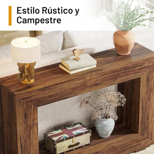 Miniatura 6 de Tribesigns - Mesa consola de granja, mesa de entrada de 47 pulgadas con almacenamiento, mesa decorativa de pasillo con estilo industrial para sala