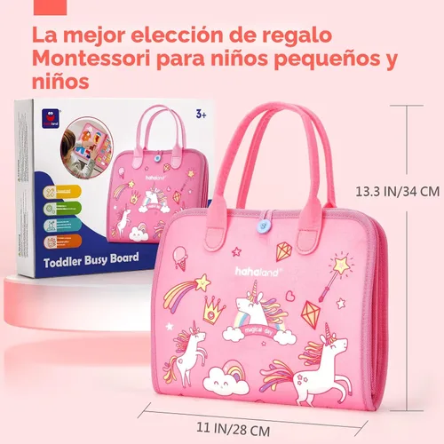 Miniatura 7 de Tablero de actividades Montessori para niñas de 2 años, regalo de cumpleaños, actividades 7 en 1 para aprendizaje preescolar, con habilidades