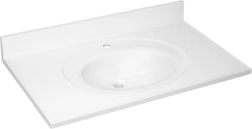 Miniatura 11 de Top de tocador de mármol cultivado de 49 pulgadas con protector contra salpicaduras, paquete mejorado, blanco - Design House, 554634