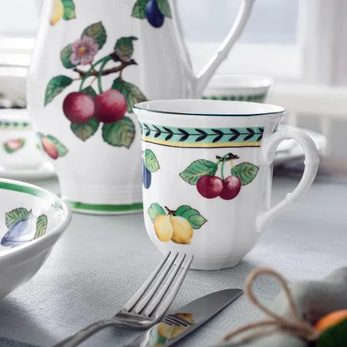 Miniatura 2 de Villeroy & Boch French Garden Fleurence - Taza jumbo, 15 onzas, porcelana premium, color blanco