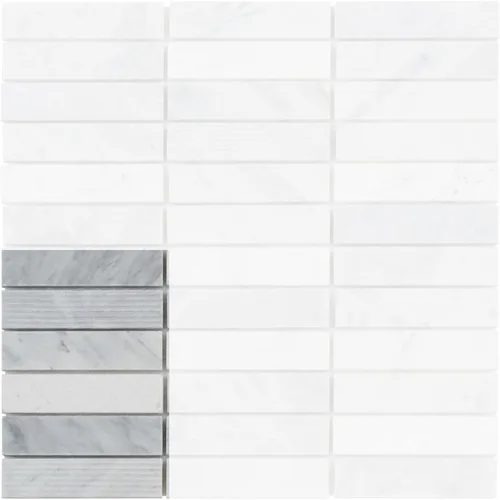 Miniatura 10 de Modket Mármol de roble blanco apilado mezclado con textura piedra azulejo malla montado en muro TDH60MO (1 hoja)