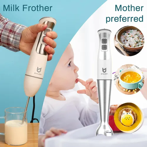 Miniatura 4 de Batidora de mano de inmersión UTALENT, 3 en 1, 8 velocidades, batidora de brazo con espumador de leche, batidor de huevos para batidos, espuma