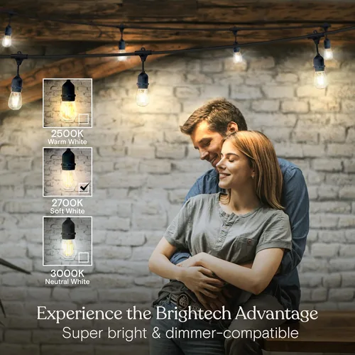 Miniatura 4 de Brightech Ambience Pro – Serie de luces LED impermeables para exteriores – colgantes, regulables, 2 W, bombillas vintage Edison – Luces de jardín