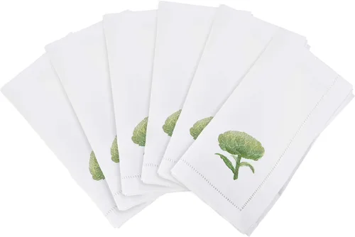 Miniatura 82 de Juego de 6 servilletas bordadas de magnolia hechas a mano con borde cosido