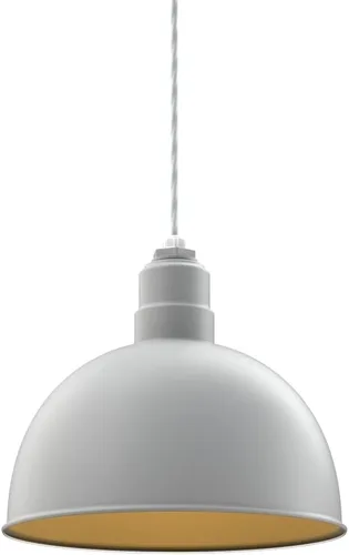 Miniatura 47 de Steel Lighting Co. Colgante de cuenco rosa Lámpara montada en el techo Cúpula de 15 pulgadas vástago de 12 pulgadas Estilo granero de acero