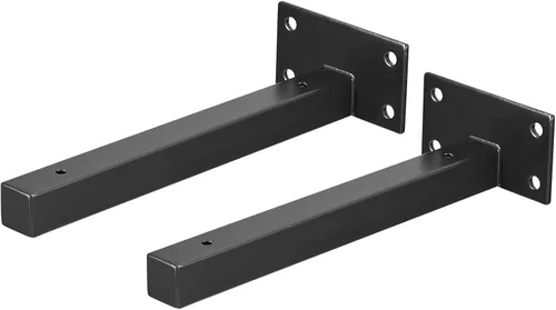 Miniatura 14 de uxcell Soportes de estante flotantes, 2 soportes de metal industriales de 4 pulgadas para estantes montados en la pared, color negro