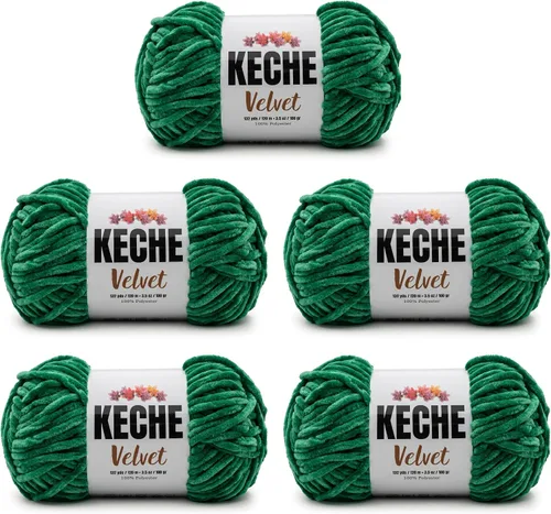 Miniatura 80 de Keche Hilo de terciopelo para ganchillo, manta de felpilla suave, voluminosa, hilo amigurumi, 3.53 oz (132 yardas), color azul bebé