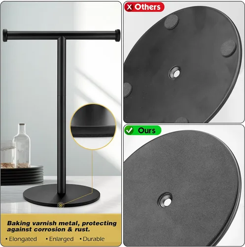 Miniatura 4 de Toallero de mano, toallero de baño negro mate, soporte para toallas de encimera, soporte de toalla en forma de T para baño y cocina, tamaño 11